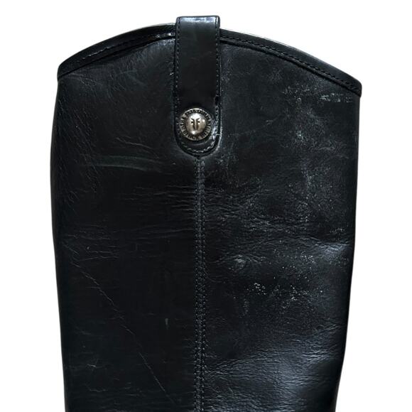 Frye Black Leather Melissa Button Tall Black Leather Riding Boots Womens US 7 - Picture 3 of 6